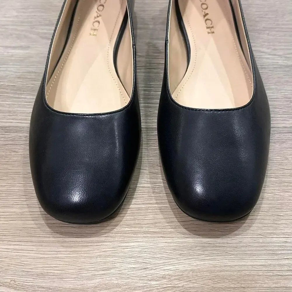 Coach NIB Wendie Black Leather Ballet Flats Slip Ons Women's 85 - Picture 4 of 5
